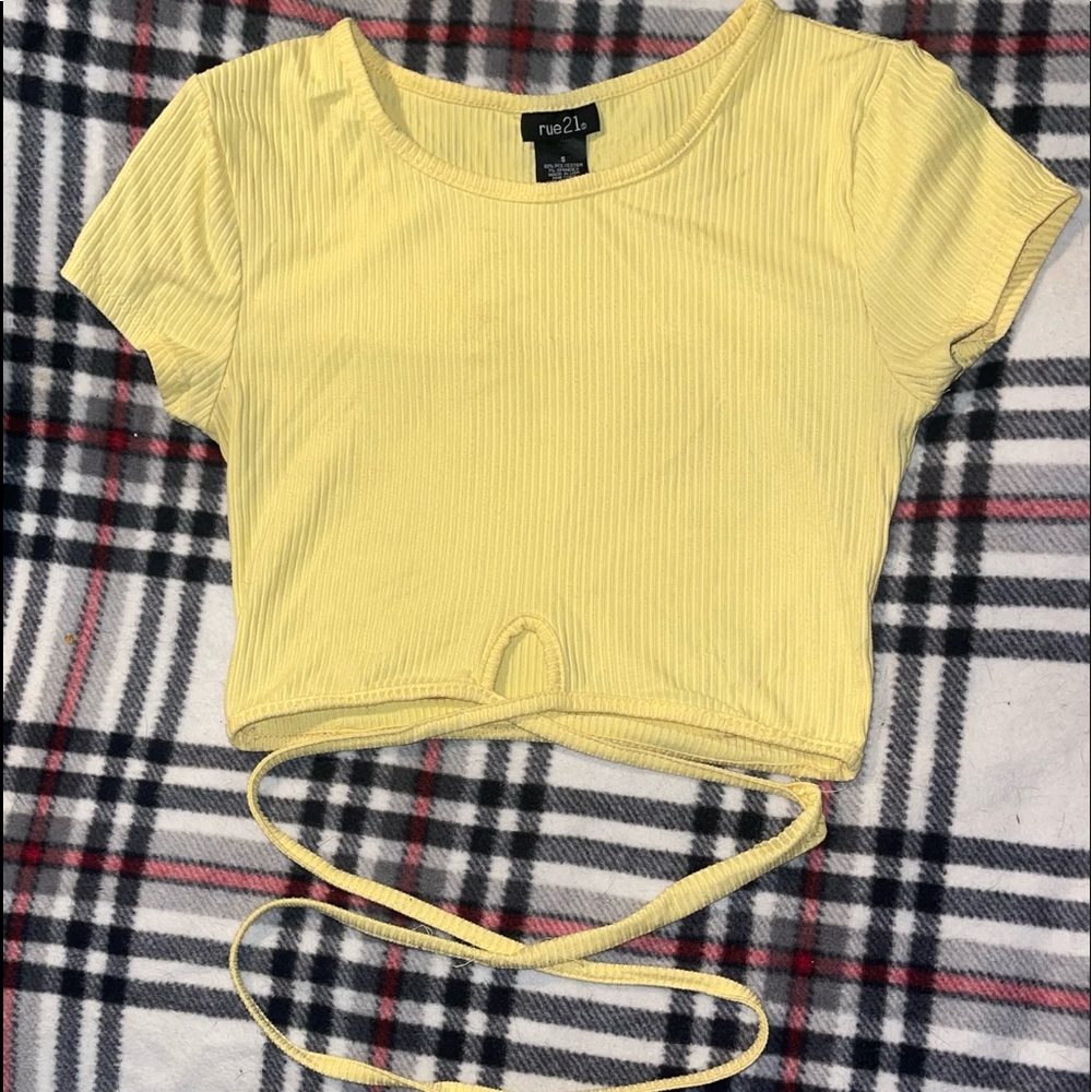 Yellow wrap crop top
